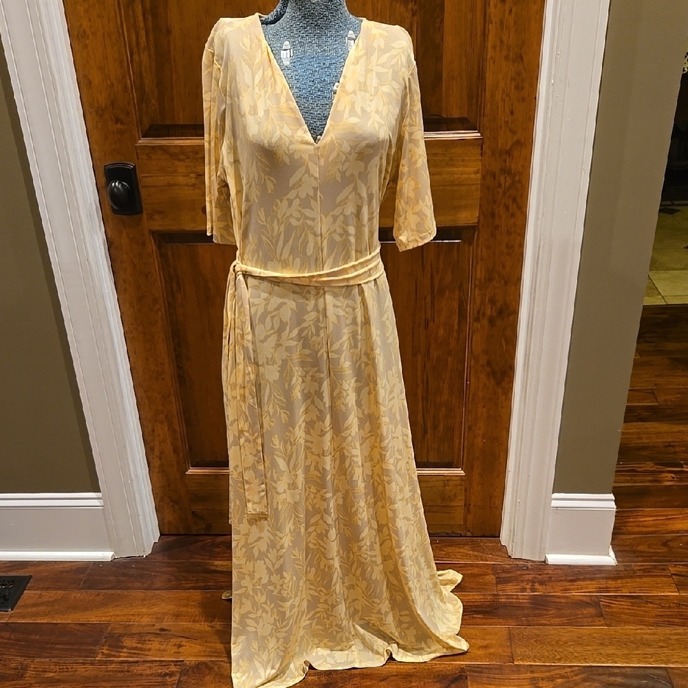 Preston & York Yellow Maxi Gown with V-Neck